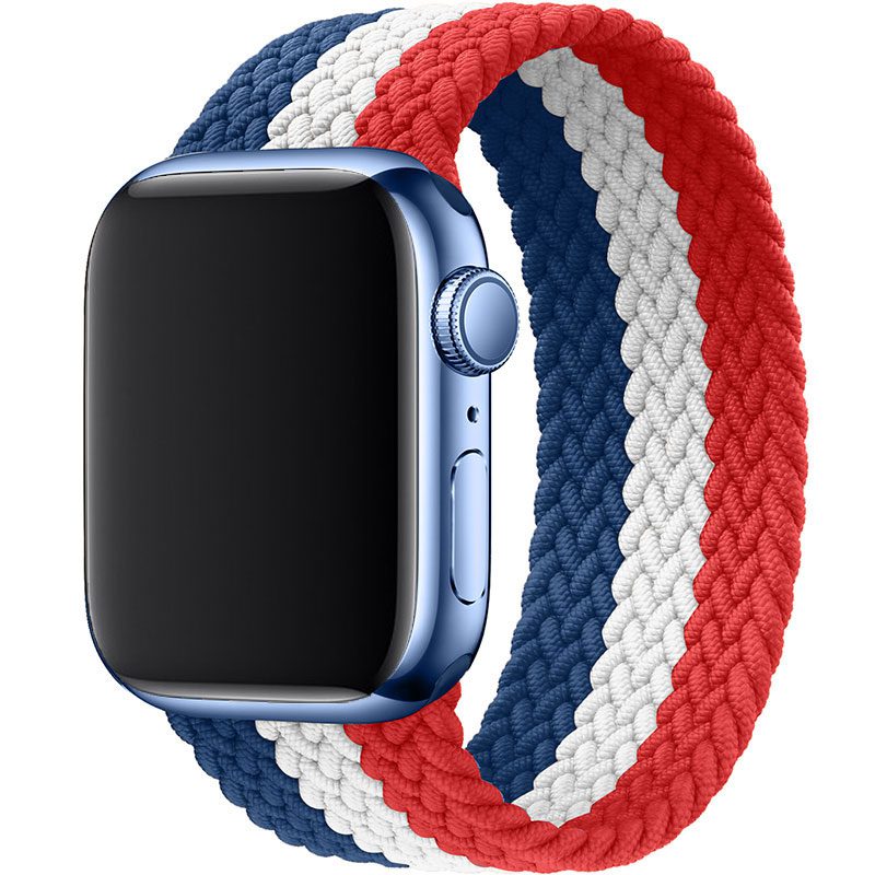 Braided Szíj Apple Watch 45/44/42/Ultra Red White Blue
