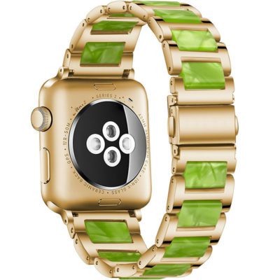 Metal Resin Szíj Apple Watch 45/44/42/Ultra Arany Zöld