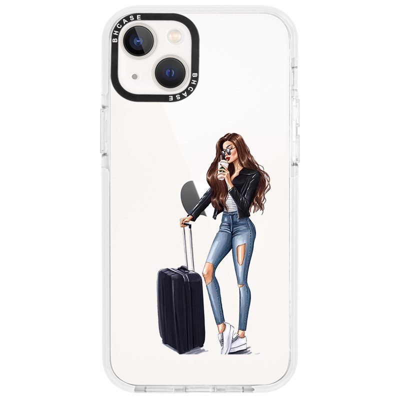Woman Brunette With Baggage iPhone 14 Tok