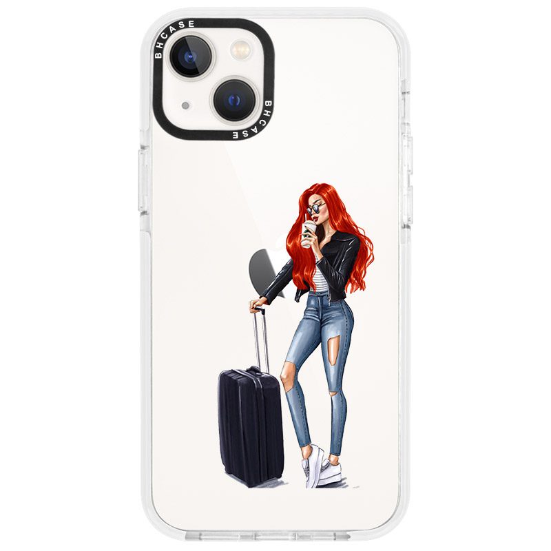 Woman Redhead With Baggage iPhone 14 Tok