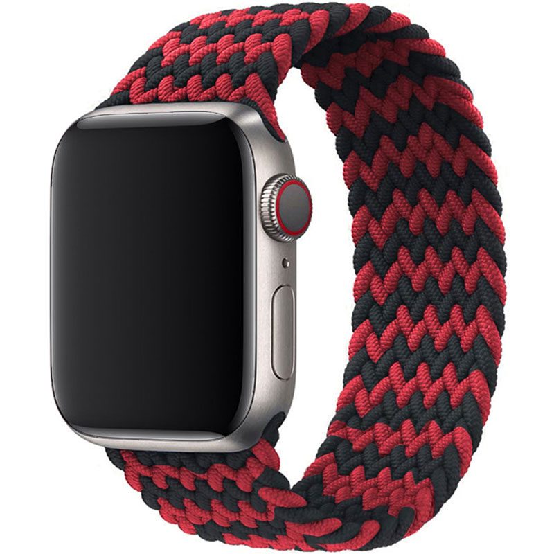 Braided Szíj Apple Watch 45/44/42/Ultra Red Black Lines