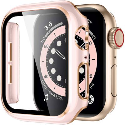 Üvegfóliás védőtok Apple Watch Rose Pink
