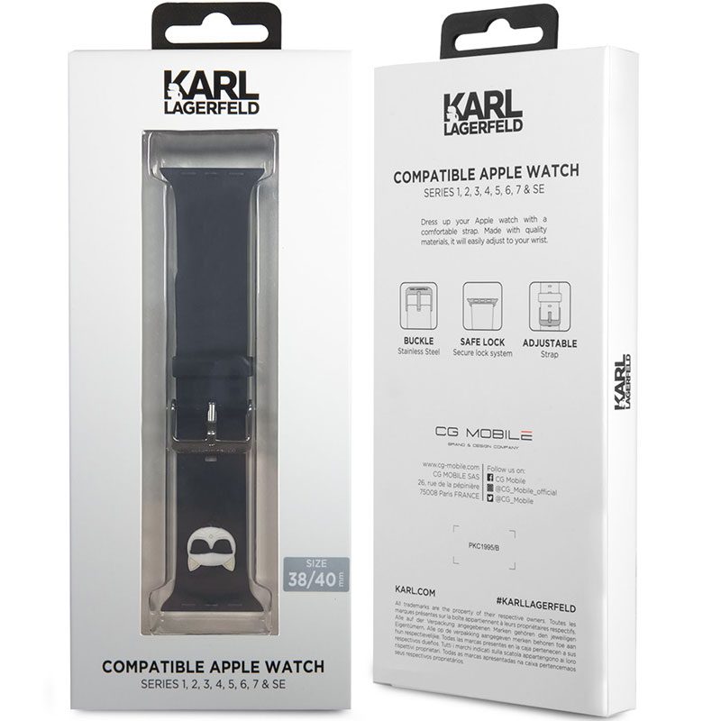 Karl Lagerfeld Choupette Head Szíj Apple Watch 41/40/38mm Fekete