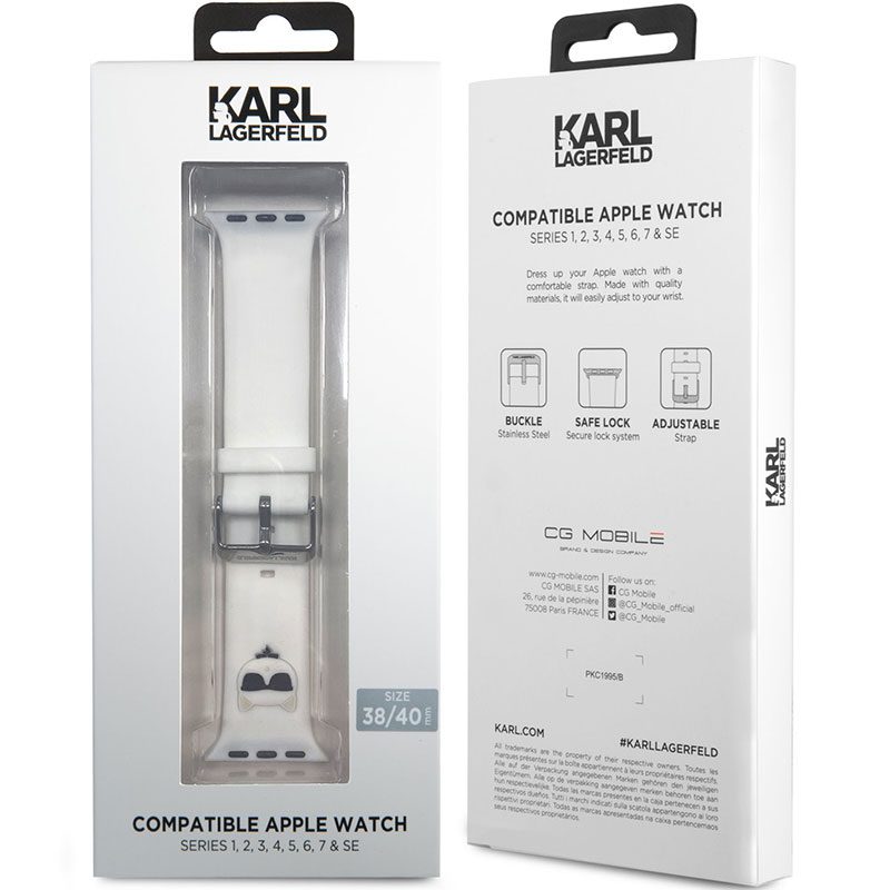 Karl Lagerfeld Choupette Head Szíj Apple Watch 41/40/38mm Fehér