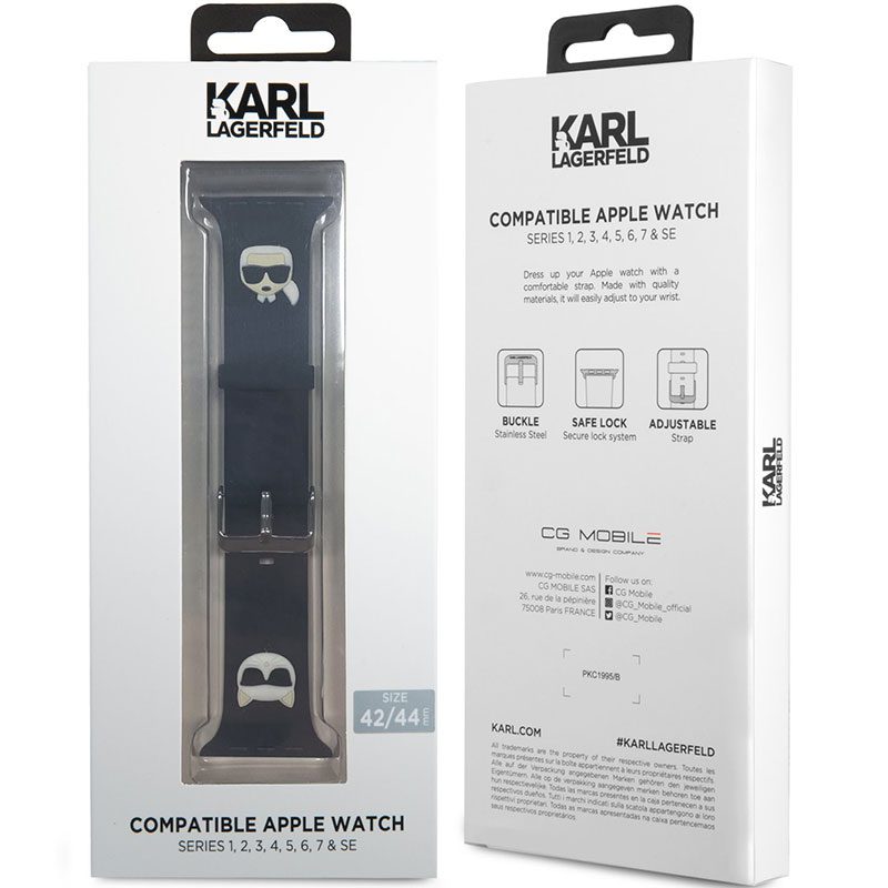Karl Lagerfeld Karl and Choupette Szíj Apple Watch 41/40/38mm Fekete