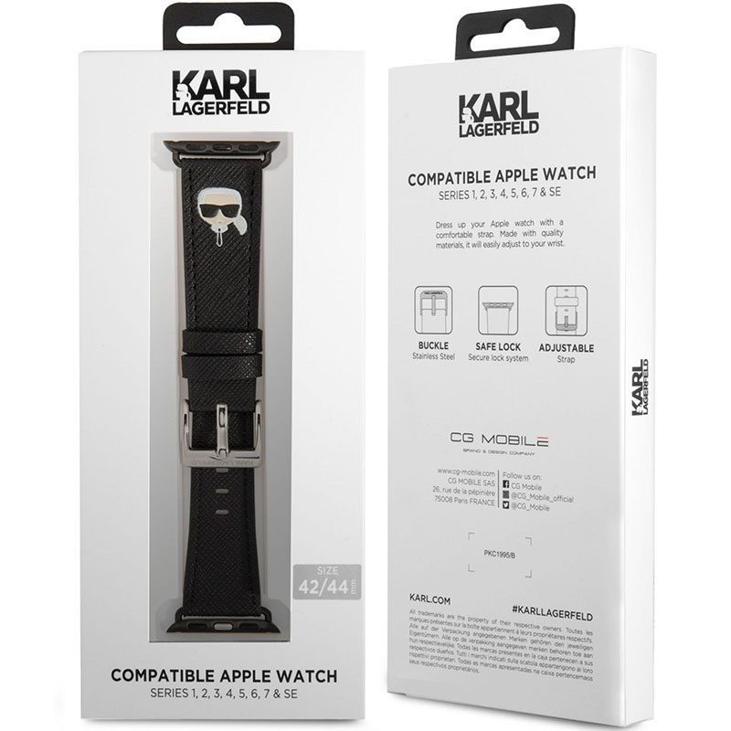 Karl Lagerfeld Karl Head PU Szíj Apple Watch 41/40/38mm Fekete