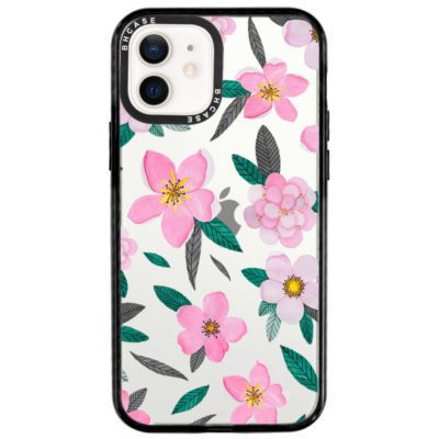 Rózsaszín Floral iPhone 12/12 Pro Tok