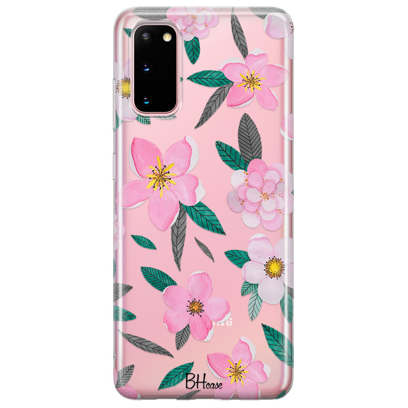 Rózsaszín Floral Samsung S20 Tok