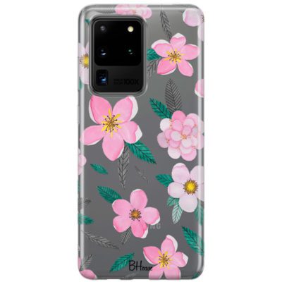 Rózsaszín Floral Samsung S20 Ultra Tok