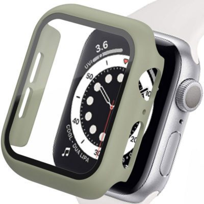 Üvegfóliás védőtok Apple Watch Olive
