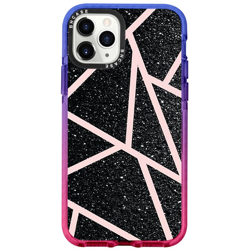 Fekete Glitter Rózsaszín iPhone 11 Pro Max Tok