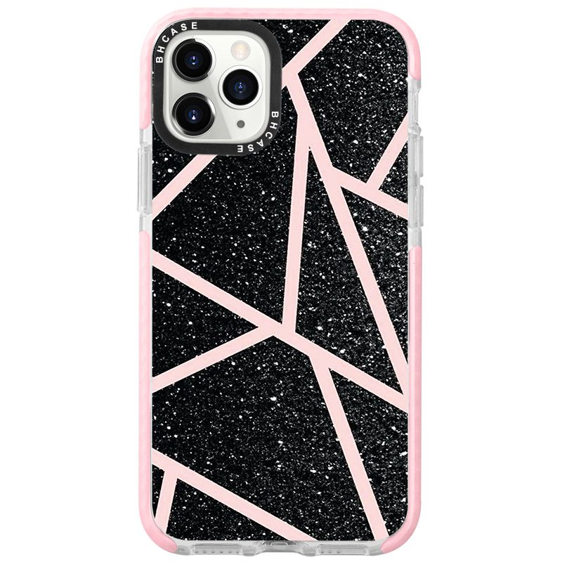 Fekete Glitter Rózsaszín iPhone 11 Pro Max Tok