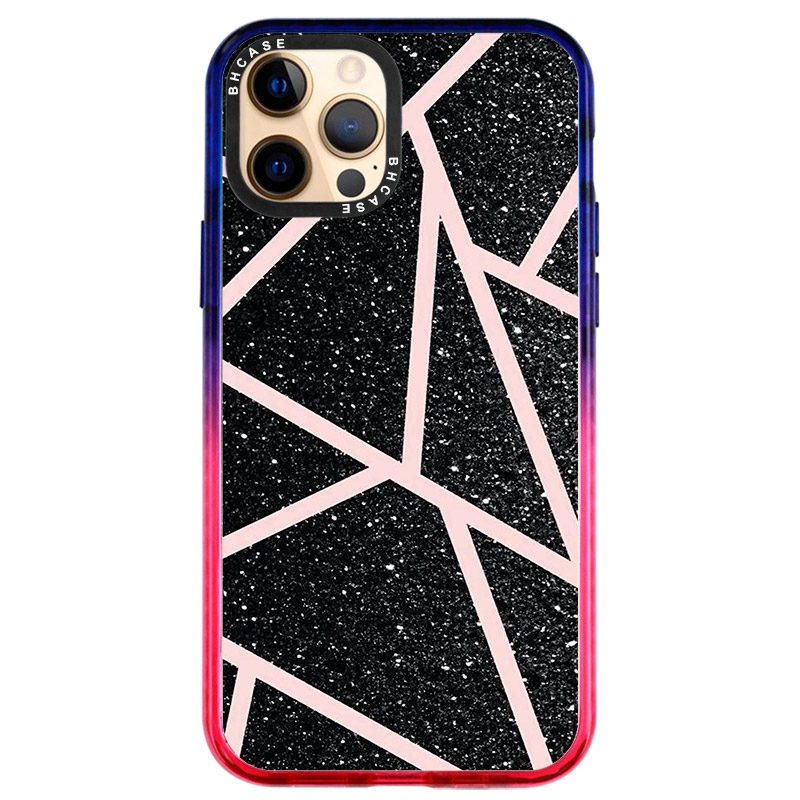 Fekete Glitter Rózsaszín iPhone 12 Pro Max Tok