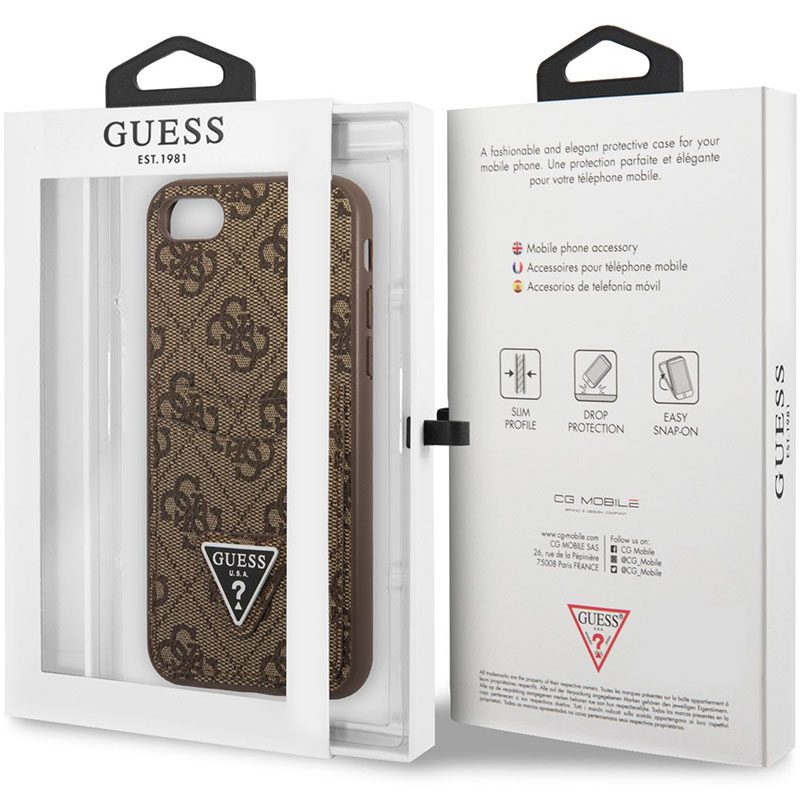 Guess 4G Saffiano Double Card Brown iPhone 8/7/SE 2020/SE 2022 Tok