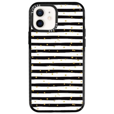 Stripes Arany Fekete Fehér iPhone 12/12 Pro Tok