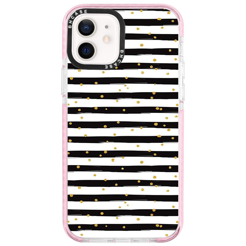 Stripes Arany Fekete Fehér iPhone 12/12 Pro Tok