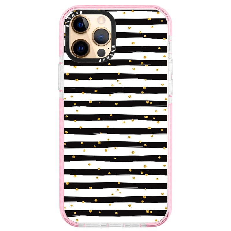 Stripes Arany Fekete Fehér iPhone 12 Pro Max Tok
