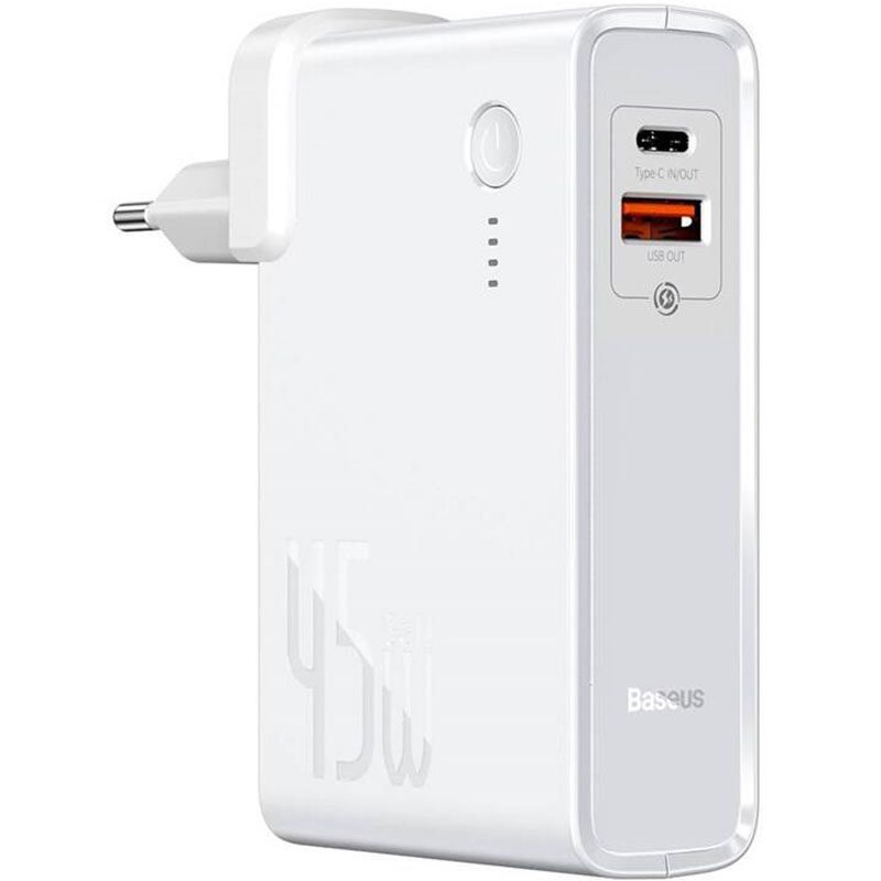 Baseus Charger Power Station GaN 2in1 QC USB, USB-C and Powerbank 10000mAh 45W Fehér