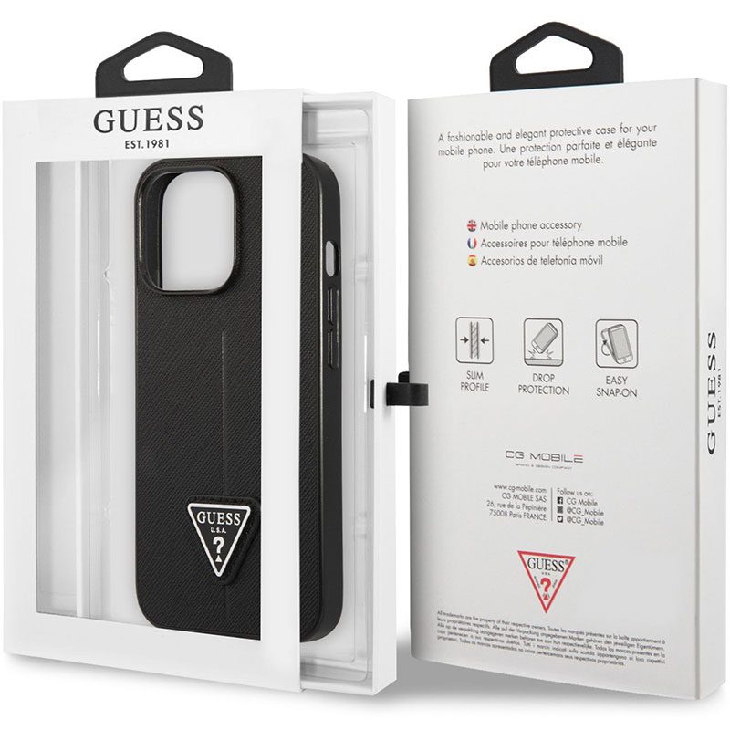 Guess PU Saffiano Triangle Fekete iPhone 13 Pro Max Tok