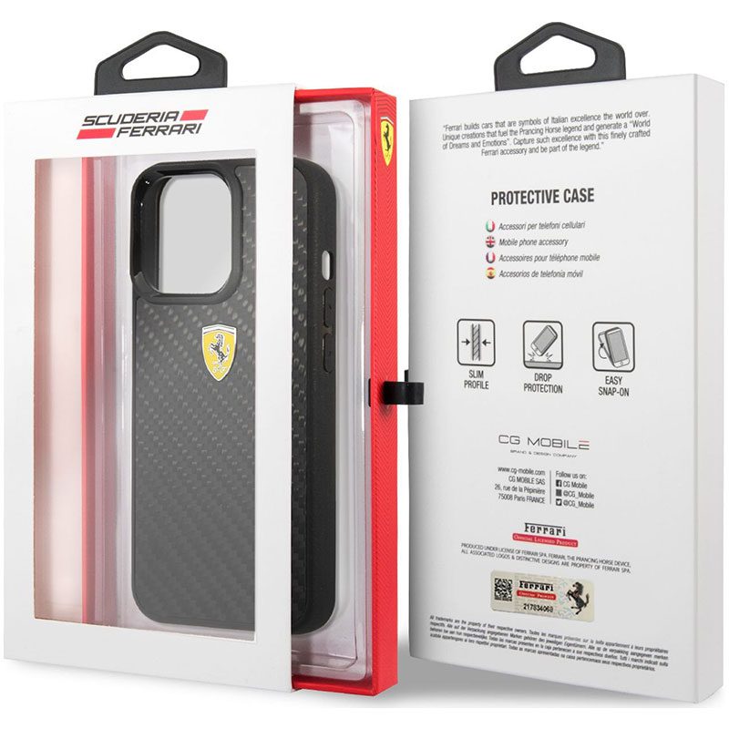 Ferrari Real Carbon Fekete iPhone 13 Pro Max Tok