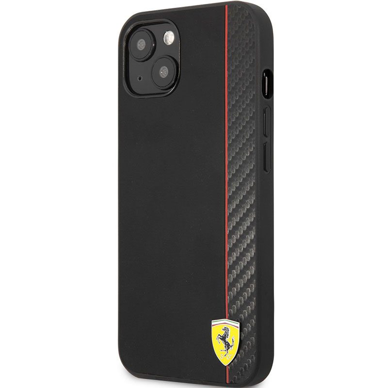 Ferrari Smooth and Carbon Effect Fekete iPhone 13 Mini Tok