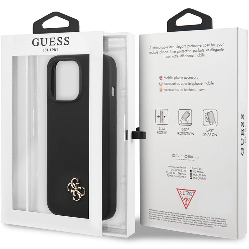Guess 4G Silicone Metal Logo Fekete iPhone 13 Pro Max Tok