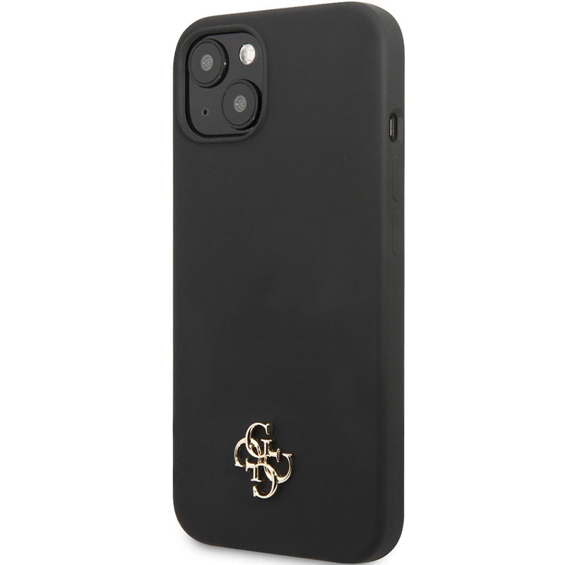 Guess 4G Silicone Metal Logo Fekete iPhone 13 Tok