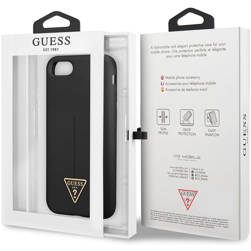 Guess Silicone Line Triangle Fekete iPhone 8/7/SE 2020/SE 2022 Tok