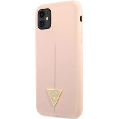 Guess Silicone Line Triangle Rózsaszín iPhone 11 Tok