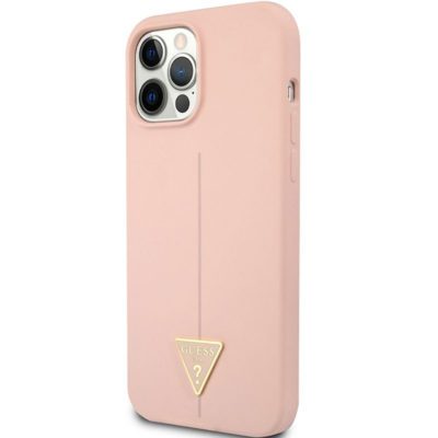 Guess Silicone Line Triangle Rózsaszín iPhone 12/12 Pro Tok