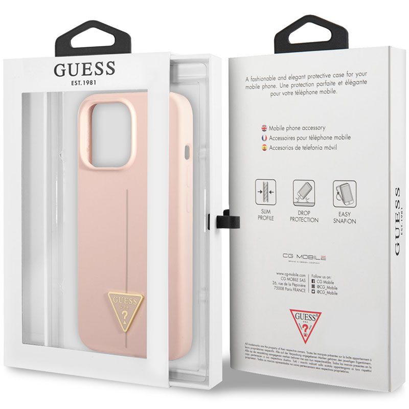 Guess Silicone Line Triangle Rózsaszín iPhone 13 Pro Max Tok