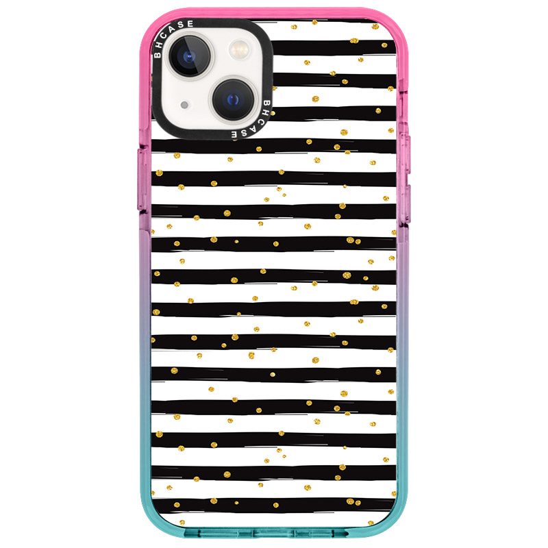 Stripes Arany Fekete Fehér iPhone 14 Plus Tok