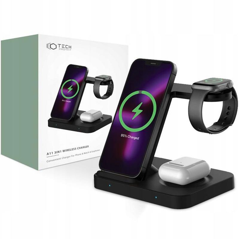 Tech-Protect A11 Wireless Charging Station 3in1 Fekete