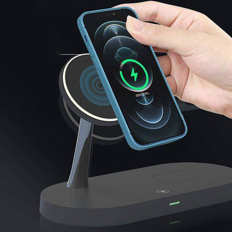 Tech-Protect A12 Magsafe kompatibilis Magnetic Wireless Charging Station 3in1 Fekete