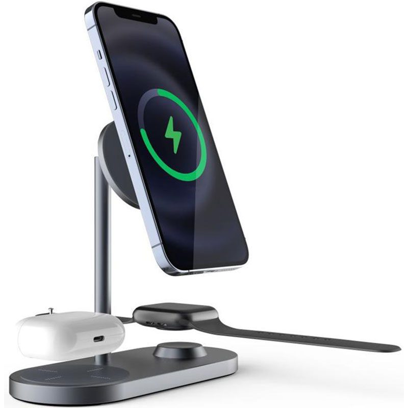 Tech-Protect A22 Magsafe kompatibilis Magnetic Wireless Charging Station 3in1 Szürke