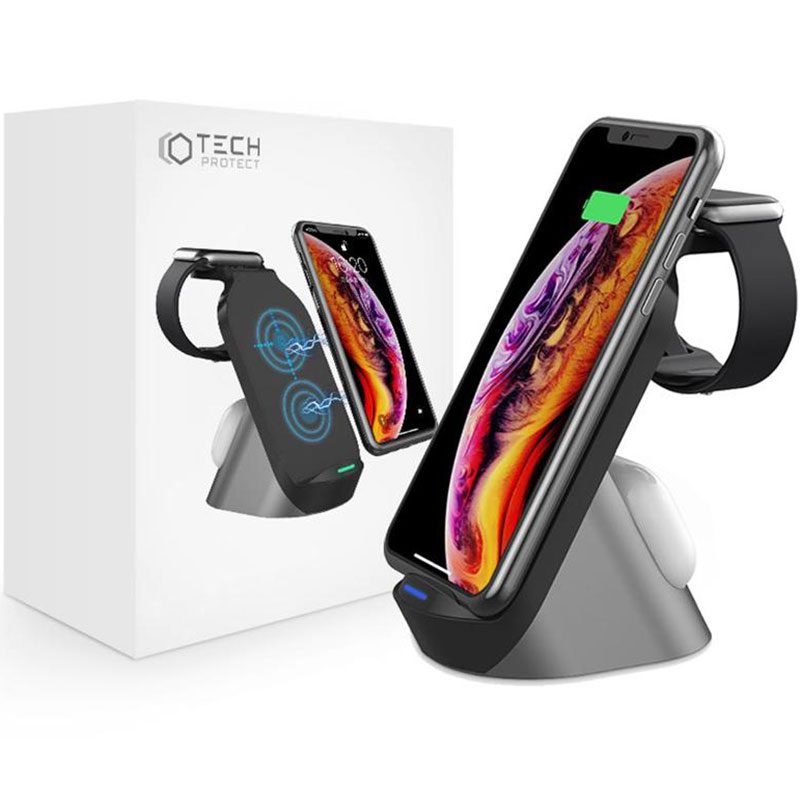 Tech-Protect H18 Wireless Charging Station 3in1 Fekete