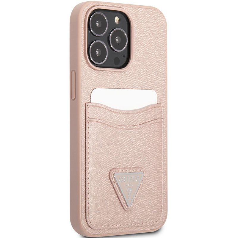 Guess 4G Saffiano Double Card Rózsaszín iPhone 13 Pro Max Tok