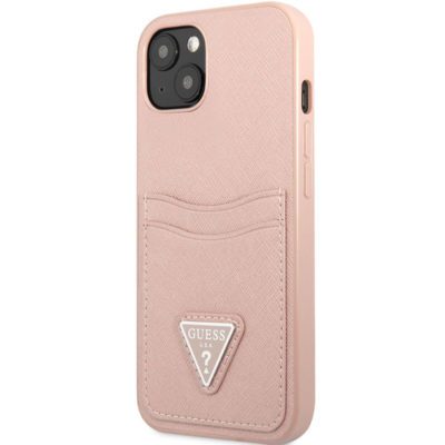 Guess Saffiano Double Card Rózsaszín iPhone 13 Mini Tok