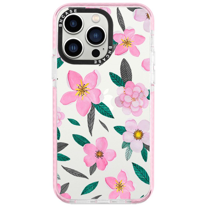 Rózsaszín Floral iPhone 14 Pro Tok