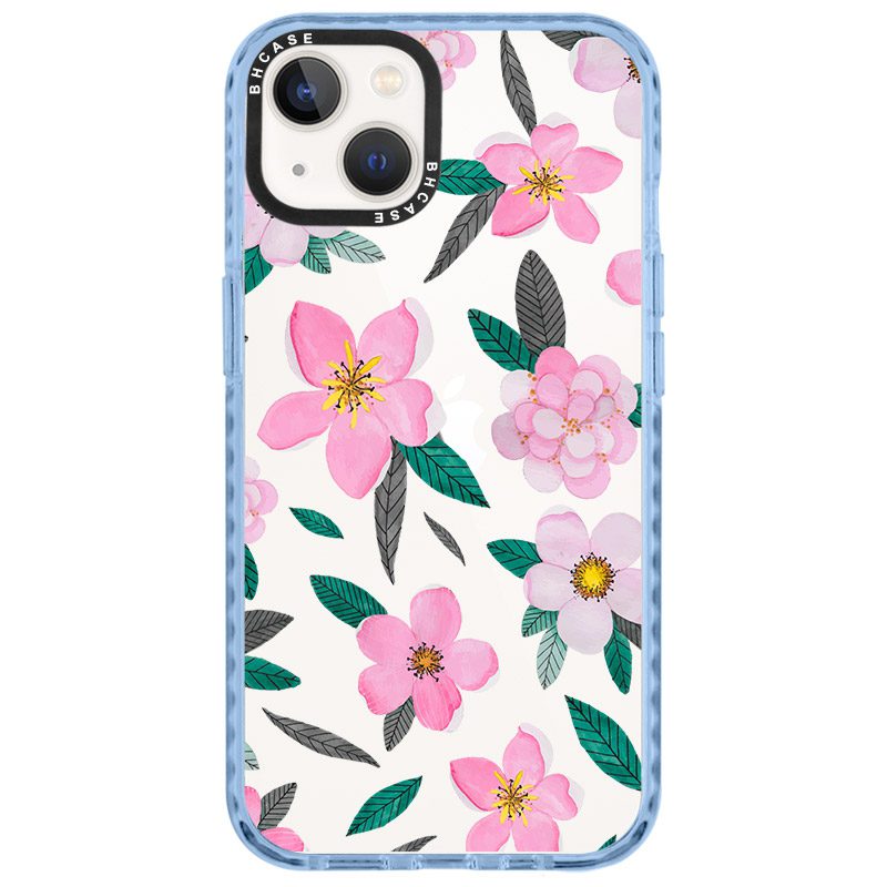 Rózsaszín Floral iPhone 14 Tok