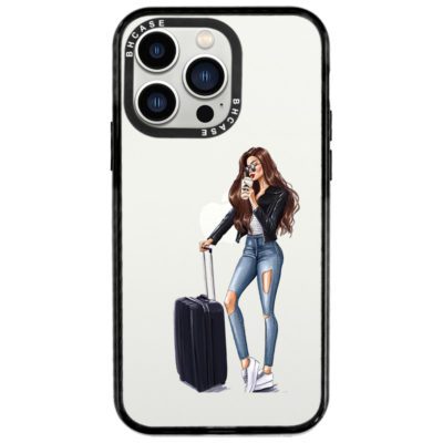Woman Brunette With Baggage iPhone 14 Pro Tok