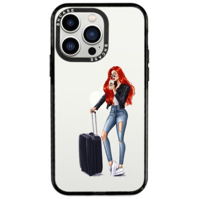 Woman Redhead With Baggage iPhone 14 Pro Tok