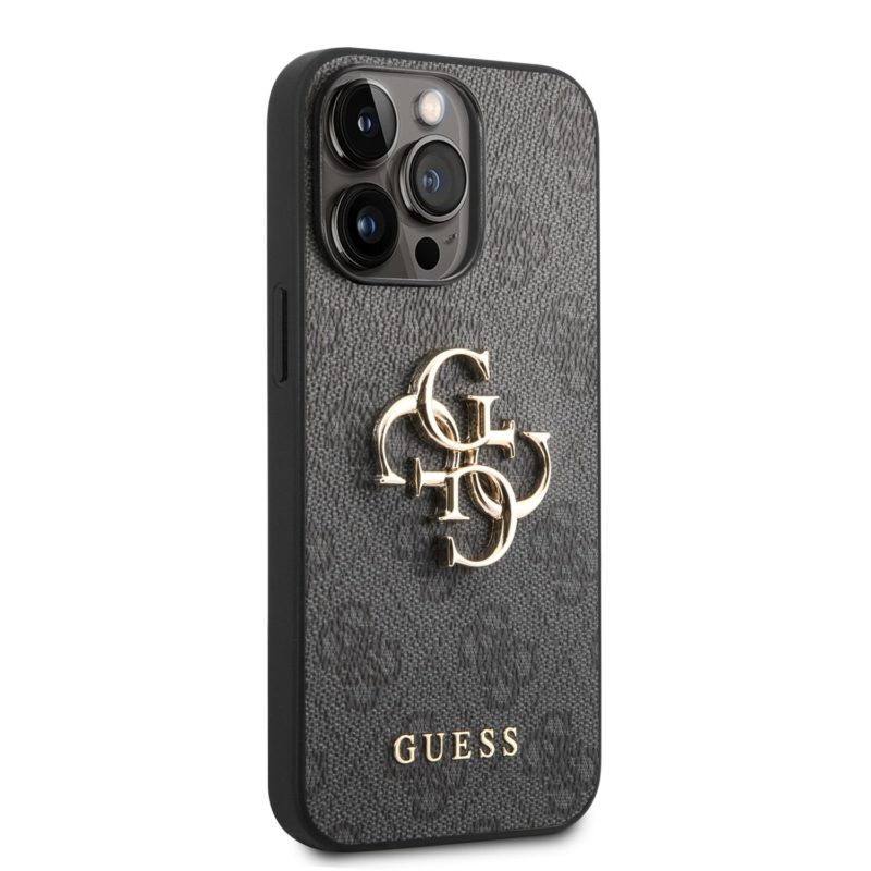 Guess PU 4G Metal Logo Szürke iPhone 14 Pro Max Tok