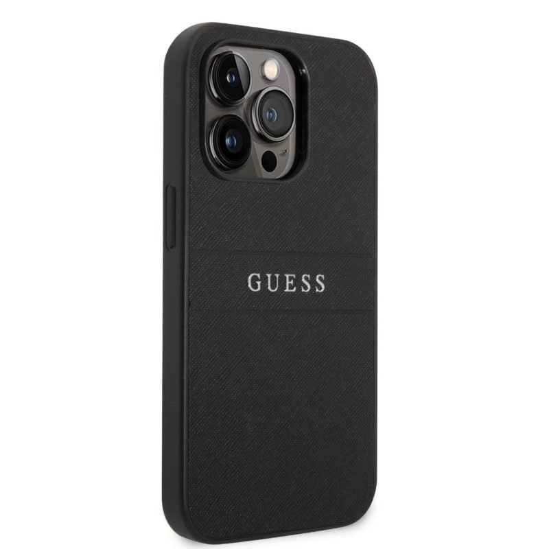 Guess PU Leather Saffiano Fekete iPhone 14 Pro Tok