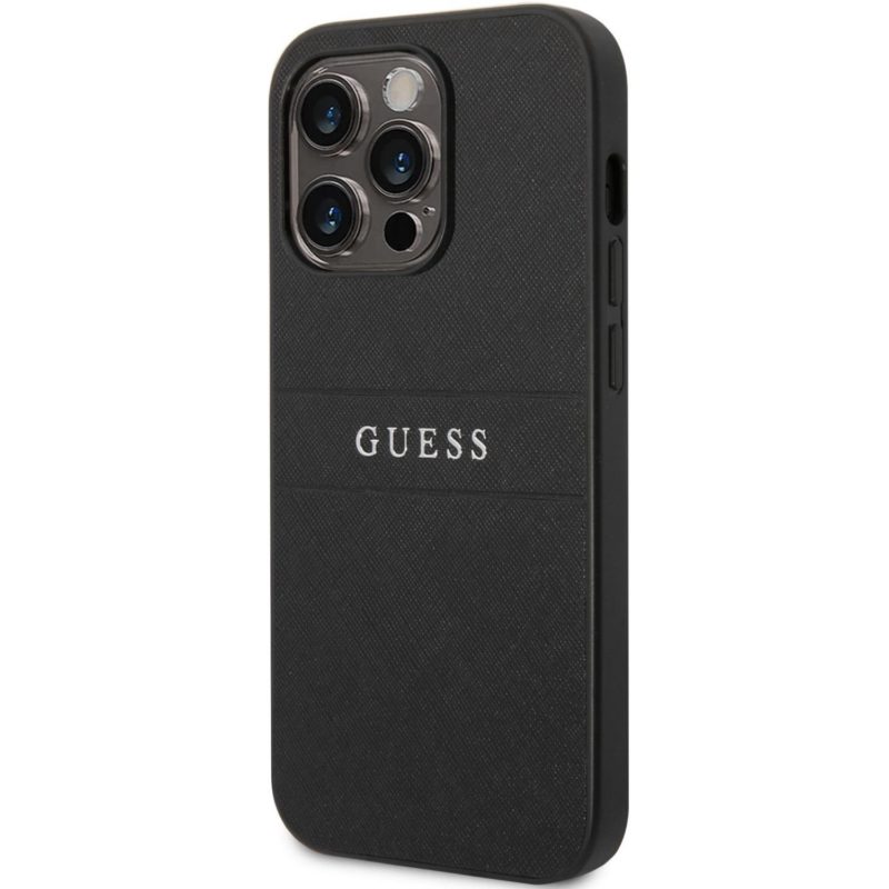 Guess PU Leather Saffiano Fekete iPhone 14 Pro Tok