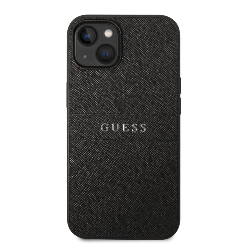 Guess PU Leather Saffiano Fekete iPhone 14 Plus Tok
