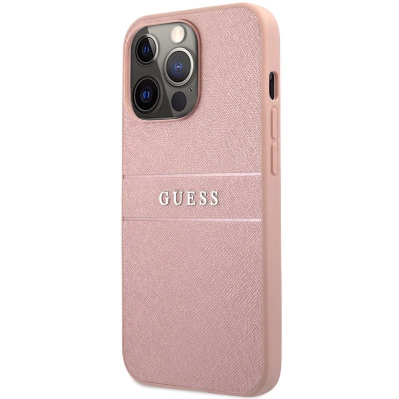 Guess PU Leather Saffiano Rózsaszín iPhone 14 Pro Max Tok