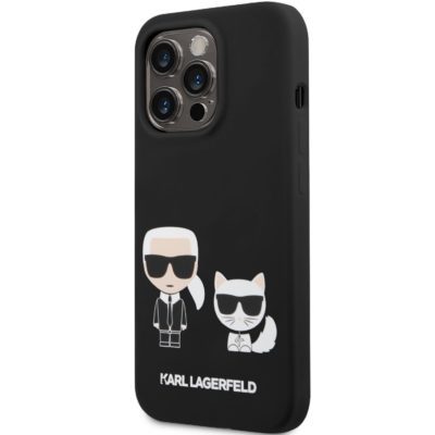 Karl Lagerfeld MagSafe Liquid Silicone Karl and Choupette Fekete iPhone 14 Pro Tok