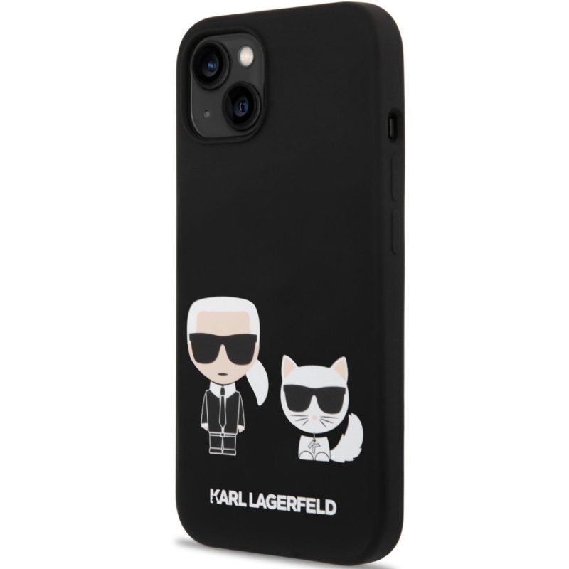 Karl Lagerfeld MagSafe Liquid Silicone Karl and Choupette Fekete iPhone 14 Plus Tok