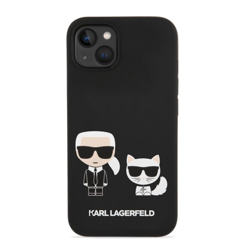 Karl Lagerfeld MagSafe Liquid Silicone Karl and Choupette Fekete iPhone 14 Plus Tok